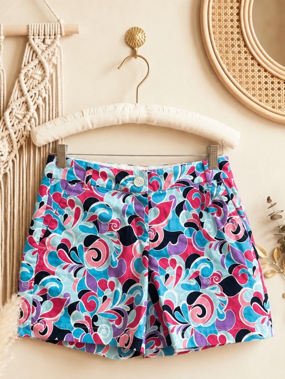 Crown & Ivy Multi-Color Swirl Print Bermuda Shorts